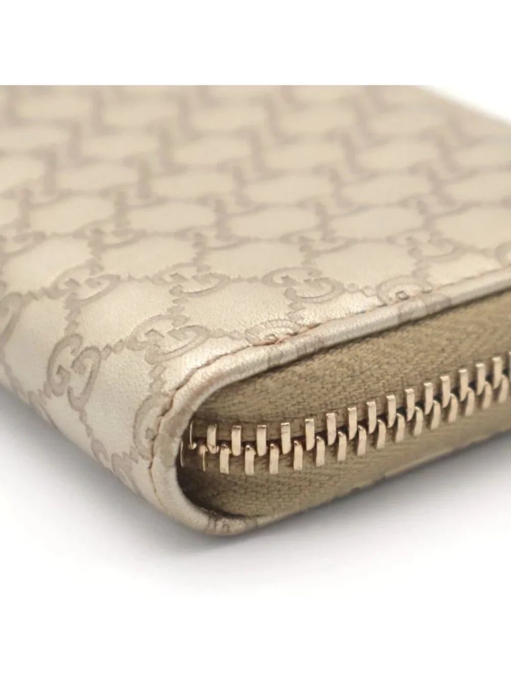 ★SOLD★ Gucci Micro Guccissima Zip Around Card Case Mini Wallet Coin Gold Leather - Picture 6 of 6